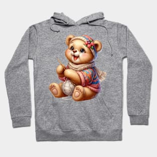 Bear Knitting A Sweater Hoodie